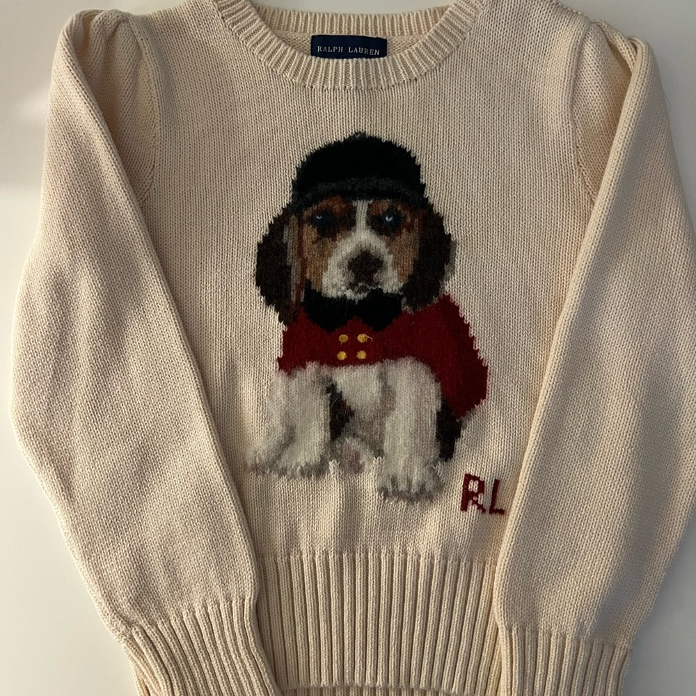 Ralph Lauren Beige Sweater with Dog Motif